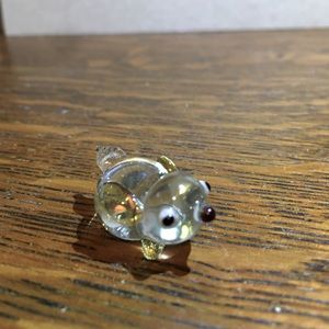 Mini Spun Glass Critter Clear Head/Body Pale Yellow Ears/Feet Rabbit Mouse ?/176
